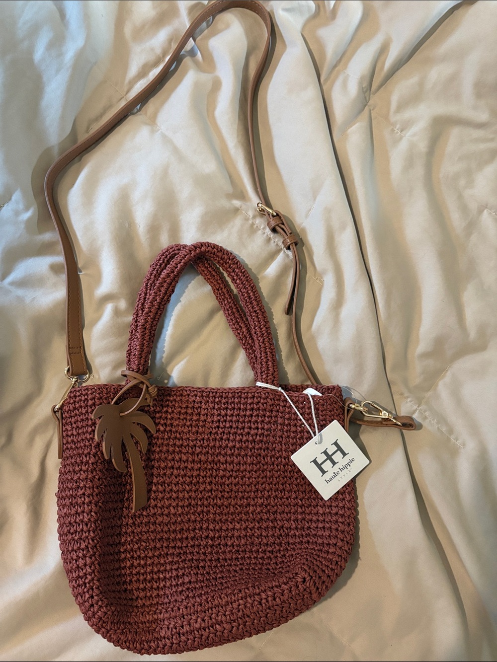 Haute Hippie Handwoven Rust Crossbody with Palm Charm